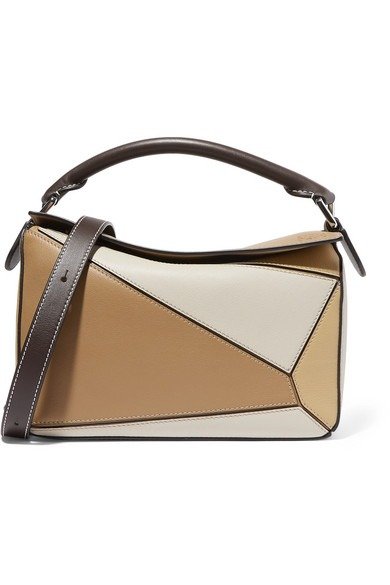 Puzzle small color-block textured-leather shoulder bag