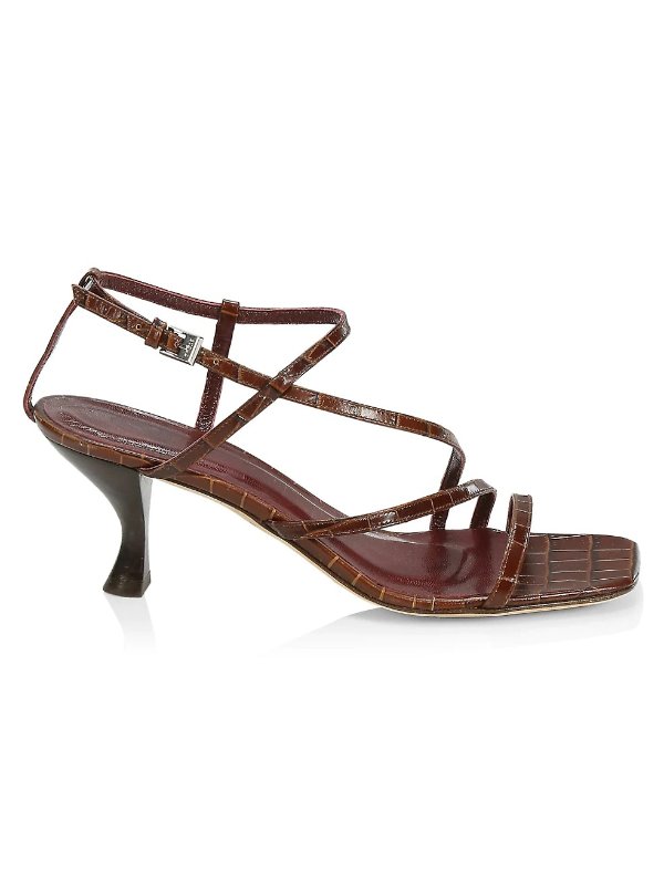 - Gita Croc-Embossed Leather Sandals