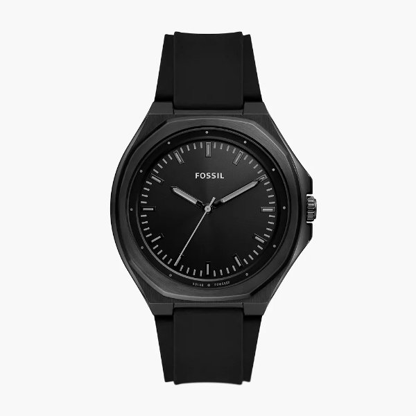 Evanston Solar-Powered Black Silicone Watch