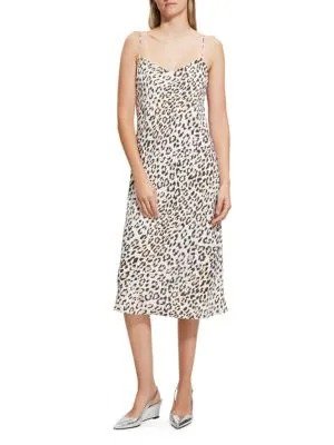 Leopard Satin Slip Midi Dress