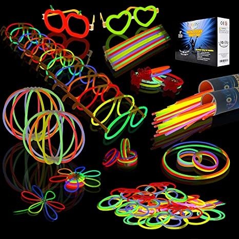 JOYIN Glow Sticks Bulk 200 8" Glowsticks (Total 456 PCs 7 Colors); Bracelets Glow Necklaces Glow-in-The-Dark Light-up July 4th Christmas Halloween Party Supplies Pack, New Year Eve Party 2021