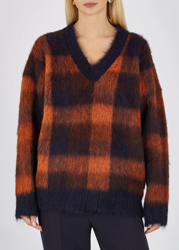 Kevita checked knitted jumper