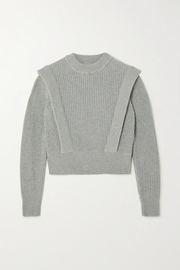 Cropped ribbed-knit sweater
