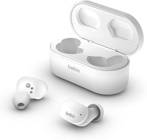 SoundForm True Wireless Earbuds (Bluetooth Headphones w/Noise Isolation, Touch Controls) Wireless Headphones, Bluetooth Earbuds (White)
