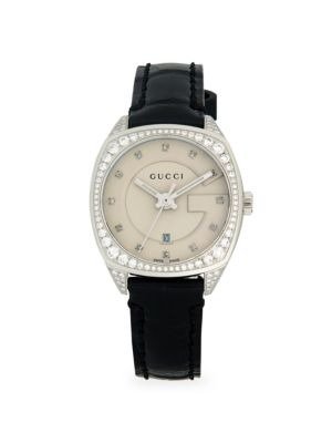 Gucci Stainless Steel & Diamond Alligator-Strap Watch