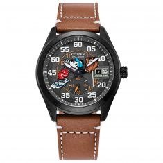 Eco-Drive Batter's up Mickey Brown Leather Strap Watch | 43mm | BV1089-05W