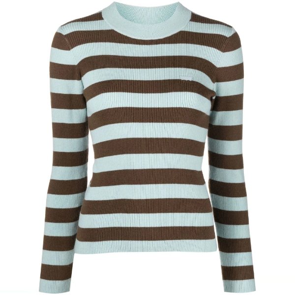 striped long-sleeved knitted top