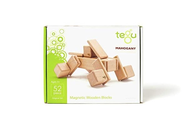 52 Piece Tegu Original Magnetic Wooden Block Set, Mahogany
