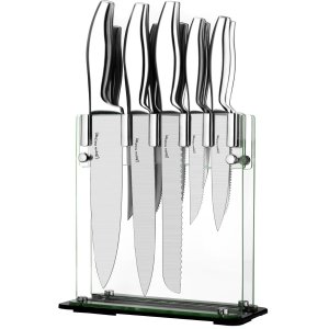 Utopia Kitchen Knife Set - 12 Pieces - Steel Handles Stainless Steel Knives with an Acrylic Stand @ Amazon