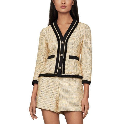 BCBGMAXAZRIAContrast-Trim Tweed Blazer