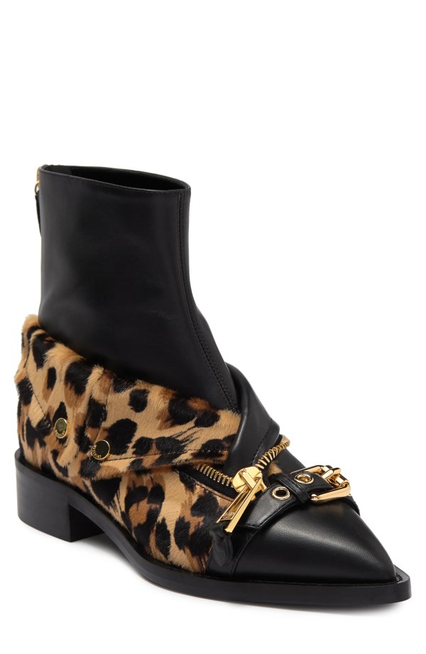 Leopard Print Pointed Toe Boot