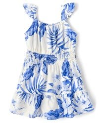 Toddler Girls Matching Family Tropical Smocked Ruffle Dress - simplywht