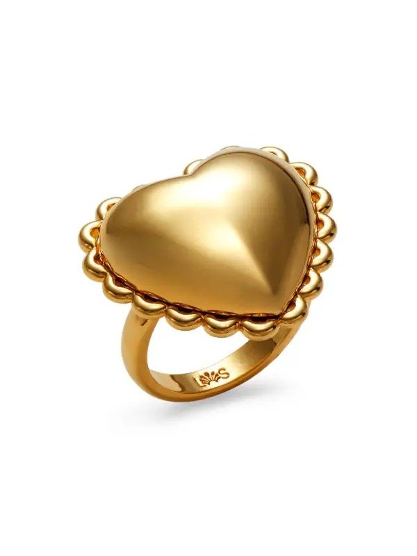 Lace Heart 14K-Goldplated Cocktail Ring