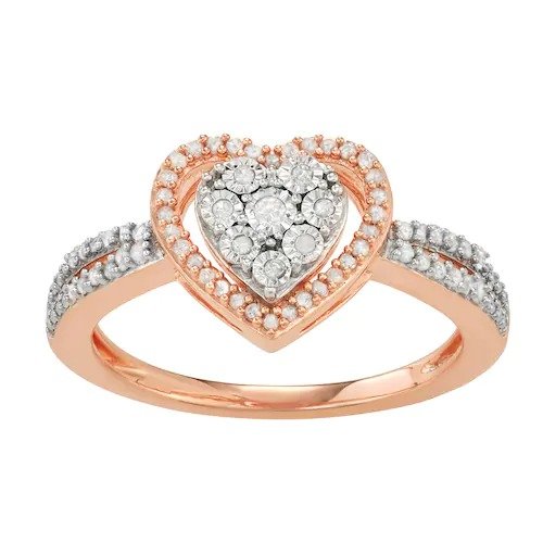 Sterling Silver 1/4 Carat T.W. Diamond Heart Halo Ring