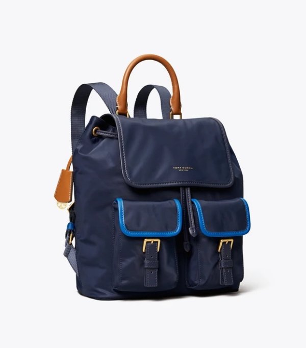 PERRY NYLON COLOR-BLOCK FLAP BACKPACK