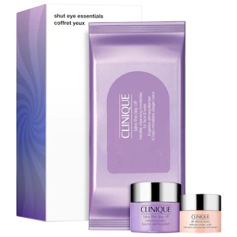 Clinique紫胖子卸妆+水磁场眼霜套装 价值$18
