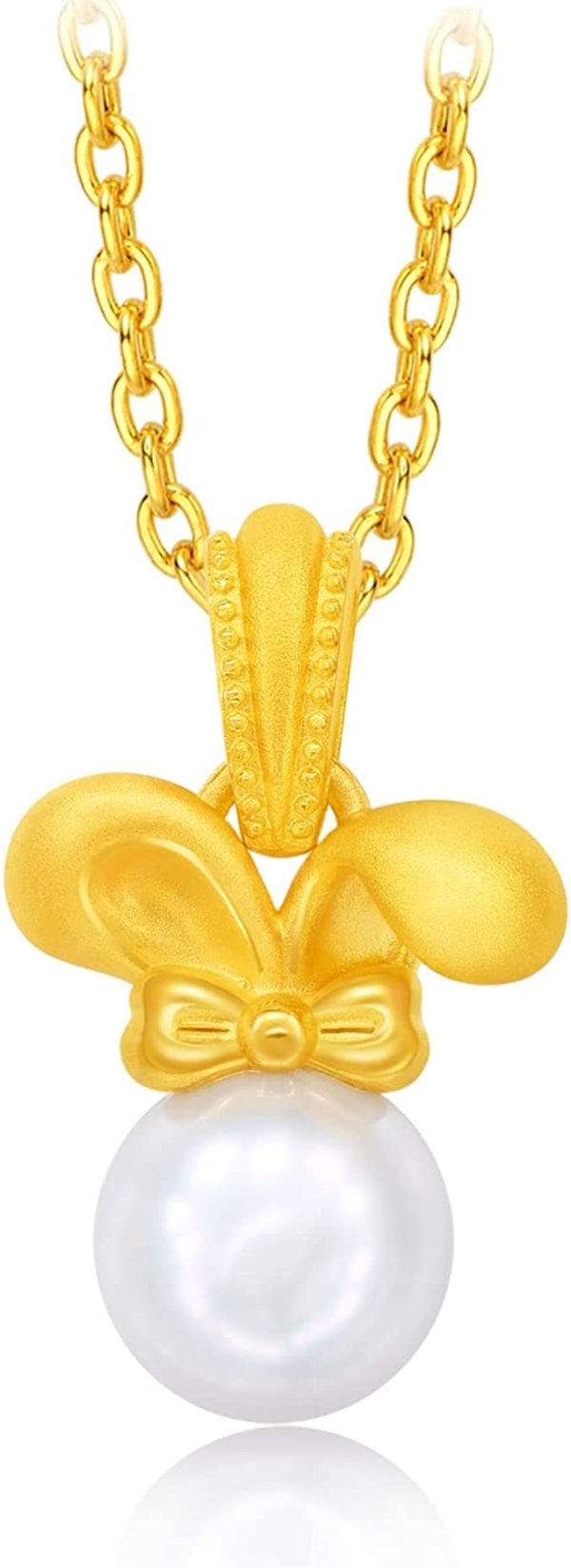 Chow Tai Fook 999 Pure 24K Gold Year of Rabbit Elegant Pearl Bunny Pendant