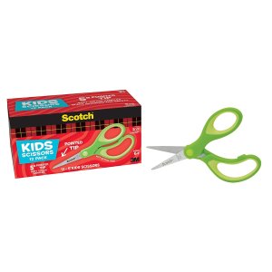 Scotch 5-Inch Soft Touch Pointed Kid Scissors, 12 Count