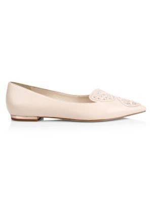 - Butterfly Embellished Leather Flats