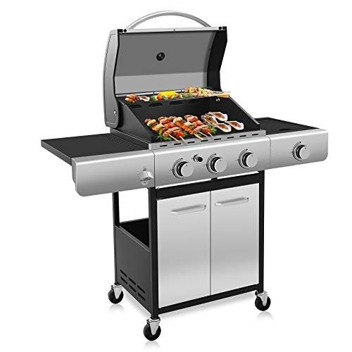Liquid Propane Gas Grill, 34000 BTU Stainless Steel BBQ Gas Grill with 3-Burners