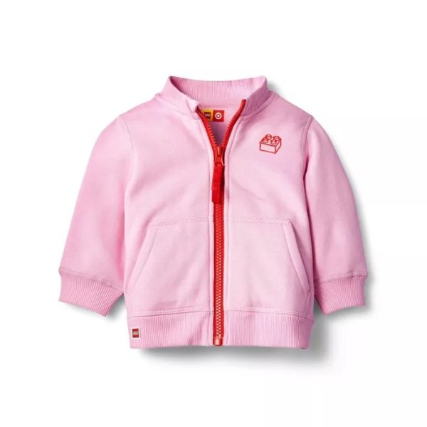 Baby Adaptive Brick Embroidered Track Zip-Up Sweatshirt - LEGO® Collection x Target Pink