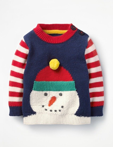 Fun Striped Sweater (Beacon Blue Snowman)