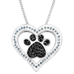 Paw & Heart Pendant with Swarovski Crystals
