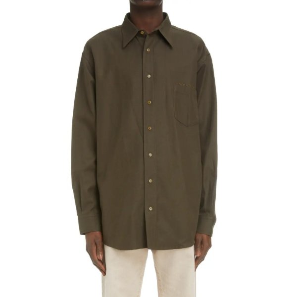 Cotton & Linen Twill Button-Up Shirt