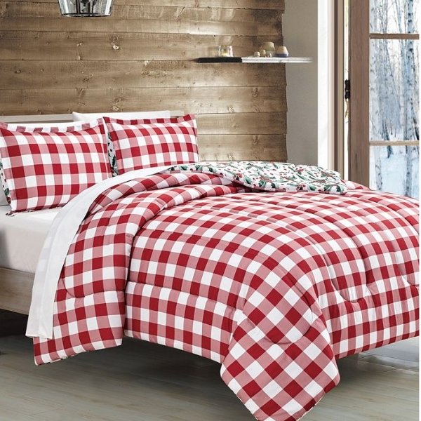 Holiday Gingham 3-Pc Comforter Sets, Created For Macy's