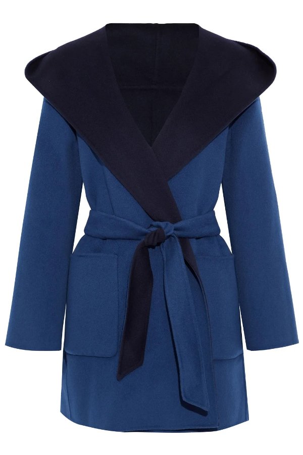 Candido reversible wool-felt hooded wrap coat