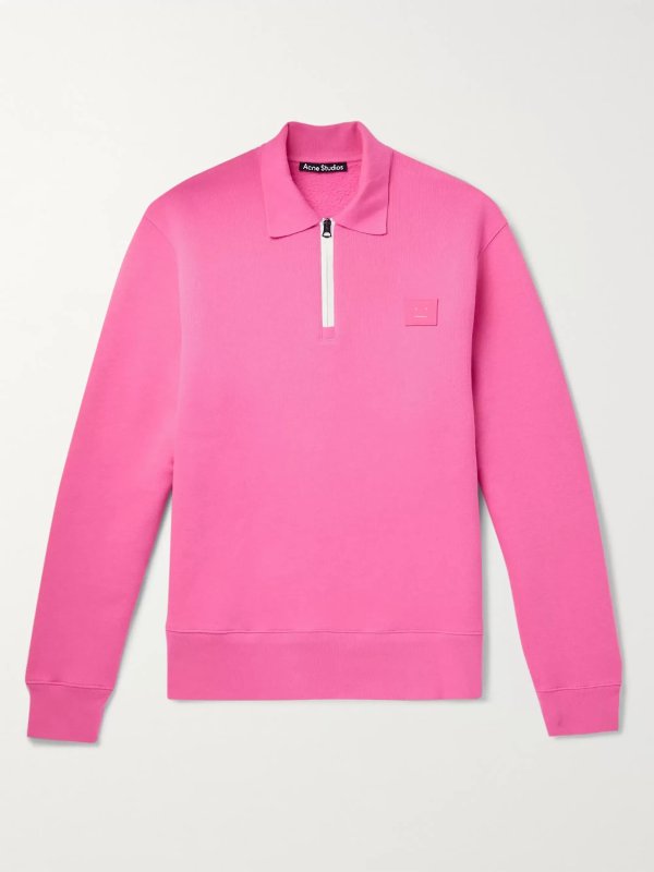Logo-Appliqued Fleece-Back Cotton-Jersey Half-Zip Sweatshirt