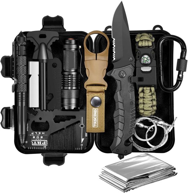 Gifts for Men Dad Him Husband, Survival Gear and Equipment, Survival Kit 11 in 1, Christmas Stocking Stuffers, Fishing Birthday Gifts for Boyfriend Teenage Boy, Cool Gadget, Official EDC Survival Kit