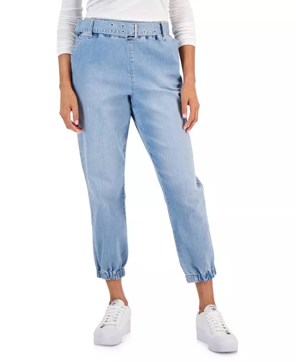 Juniors' Pull-On Belted Ankle Length Jogger Pants