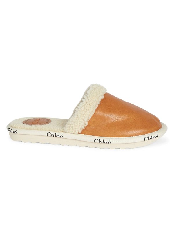 Woody Shearling-Lined Leather Slippers