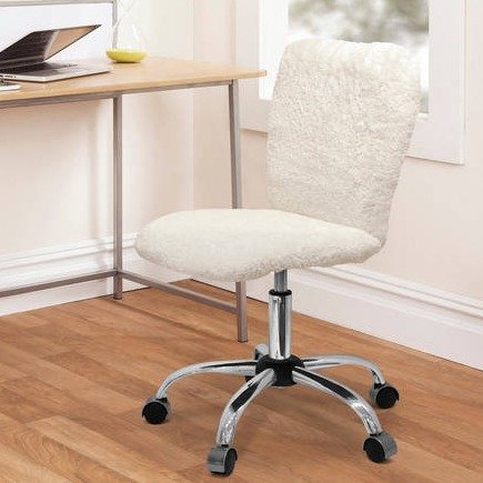 Faux Fur Armless Swivel Task Office Chair, Multiple Colors