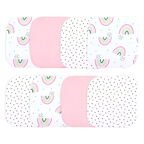 Terry Cloth Wash Cloth, 8 Pack, Pink-Rainbow