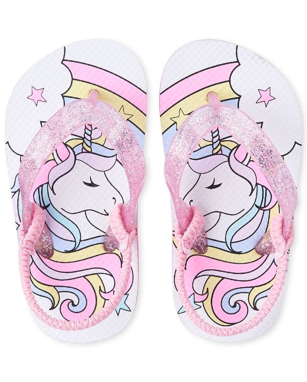 Toddler Girls Unicorn Matching Flip Flops