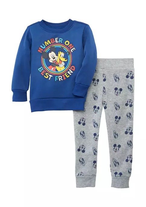 Boys 4-7 Mickey and Pluto Long Sleeve Pajama Set