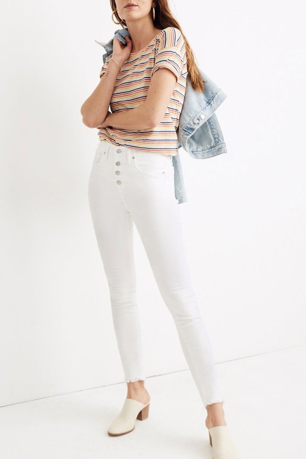 Button Fly High Rise Jeans