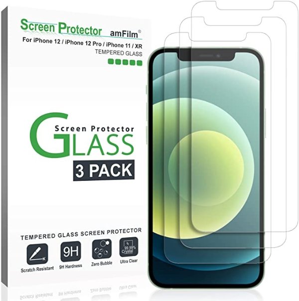 Screen Protector Glass for iPhone 11 / iPhone XR (6.1" display) (3 Pack) With Easy Installation Tray
