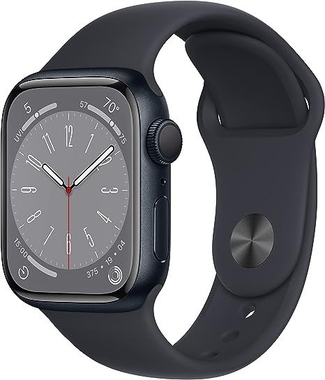 Watch Series 8 [GPS 41mm] Smart Watch w/ Midnight Aluminum Case with Midnight Sport Band - S/M. Fitness Tracker, Blood Oxygen & ECG Apps, Always-On Retina Display, Water Resistant