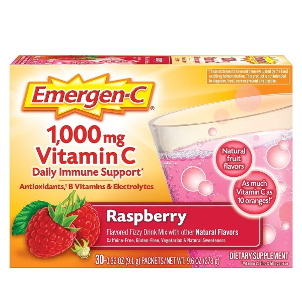 1000mg Vitamin C Powder, with Antioxidants　Raspberry Flavor - 30 Count