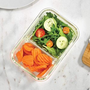 Fit & Fresh Divided Glass Containers, 5-Pack