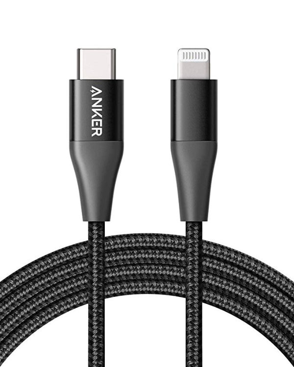iPhone 11 Charger, Anker USB C to Lightning Cable [6ft Apple Mfi Certified] Powerline+ II Nylon Braided Cable for iPhone 11/11 Pro / 11 Pro Max/X/XS Max/XR / 8 Plus, Supports Power Delivery