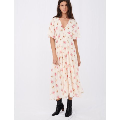 Maje221RUNGE Asymmetric dress in printed muslin