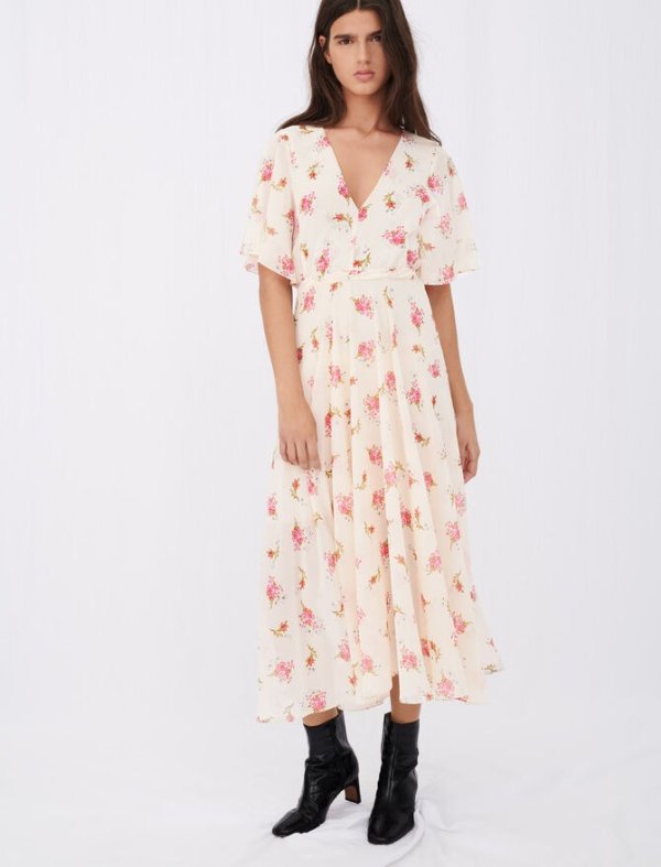 221RUNGE Asymmetric dress in printed muslin