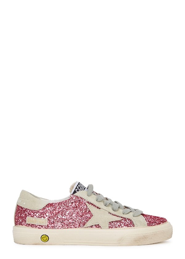 KIDS May pink glittered suede sneakers (IT36-IT39)