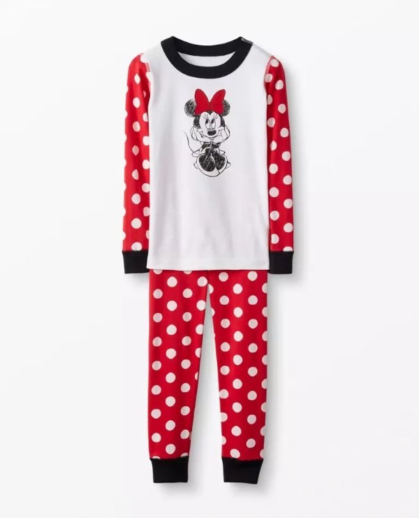 Disney Minnie Mouse Long John Pajamas In Organic Cotton
