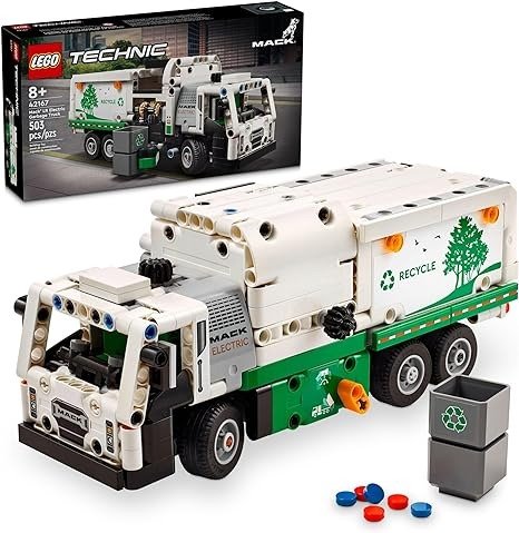 Technic Mack LR Electric Garbage Truck Toy, Buildable Kids Truck for Pretend Play, Great Gift for Boys, Girls and Kids Ages 8 and Up who Love Recycling Truck Toys and Vehicles, 42167