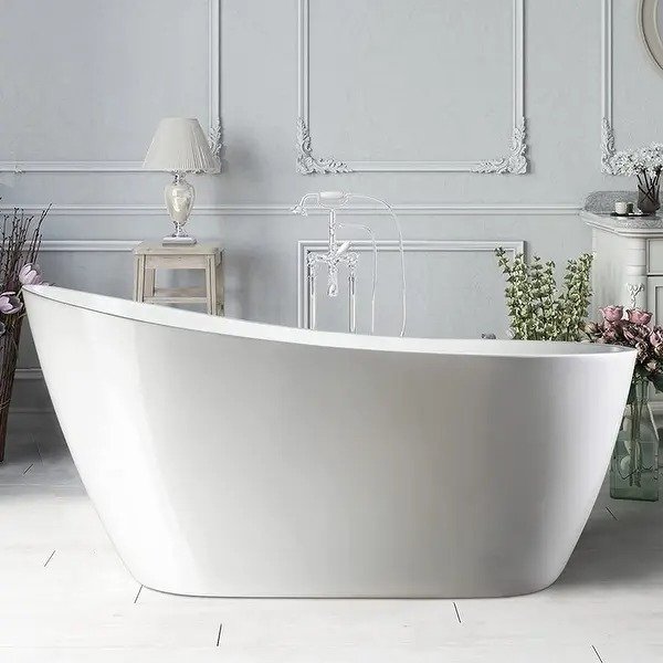 Vanity Art 55" X 28" White Acrylic Freestanding Bathtub